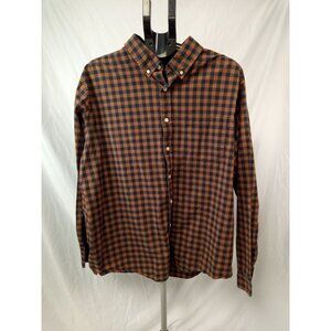 Goodfellow and Co. Men's Brown Navy Plaid Button Down Shirt Size XXL